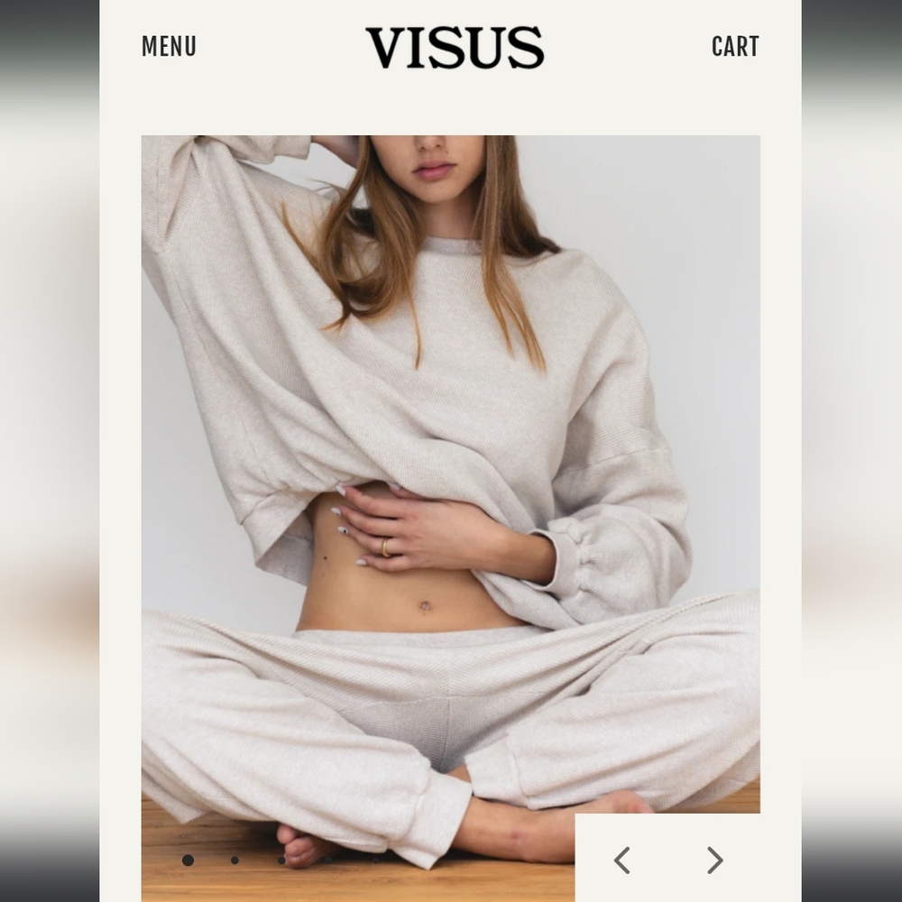 VISUS Beige Waffle Knit Jogger Track Pants Sweatpants Women's size XS - S